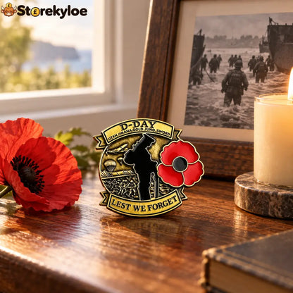 D-day Remembrance Poppy Enamel Pin | Lest We Forget Normandy Badge