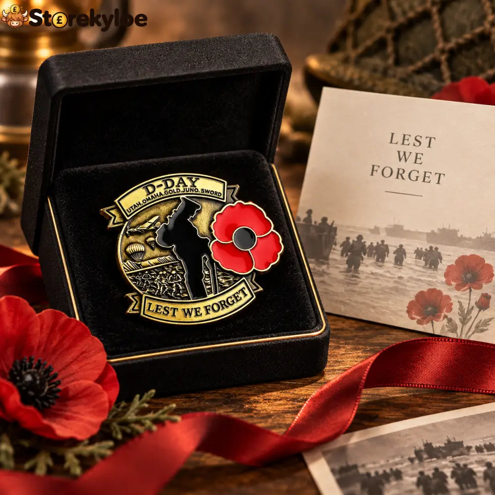 D-day Remembrance Poppy Enamel Pin | Lest We Forget Normandy Badge