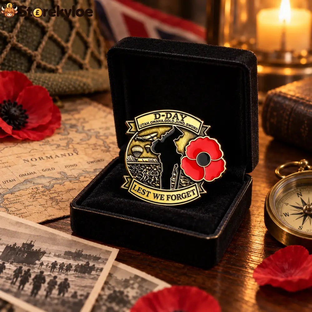 D-day Remembrance Poppy Enamel Pin | Lest We Forget Normandy Badge - BUY 1