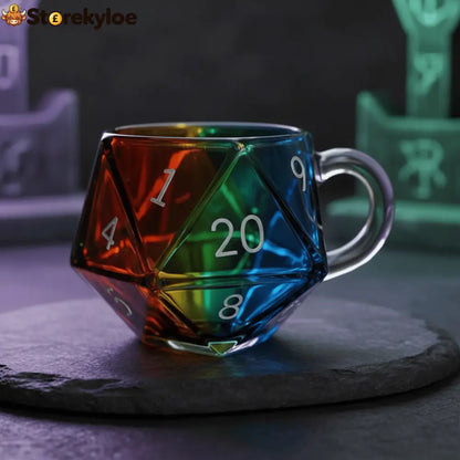 Geloho D20 Dice Glass Mug – Tabletop Gaming Inspired Drinkware