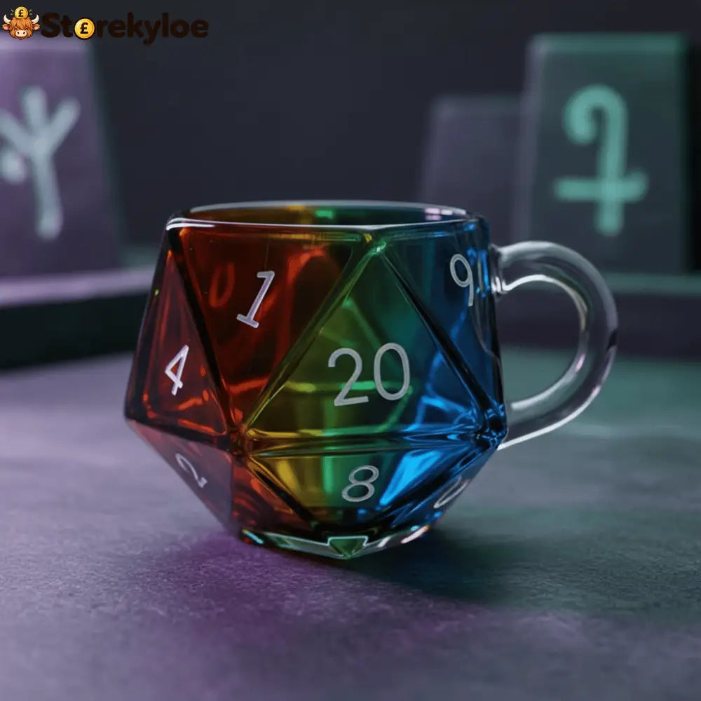 Geloho D20 Dice Glass Mug – Tabletop Gaming Inspired Drinkware
