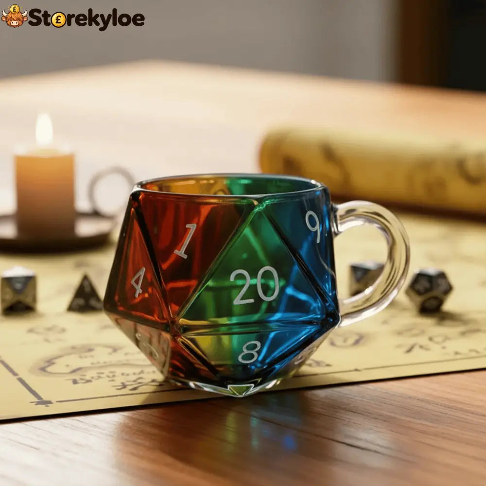 Geloho D20 Dice Glass Mug – Tabletop Gaming Inspired Drinkware