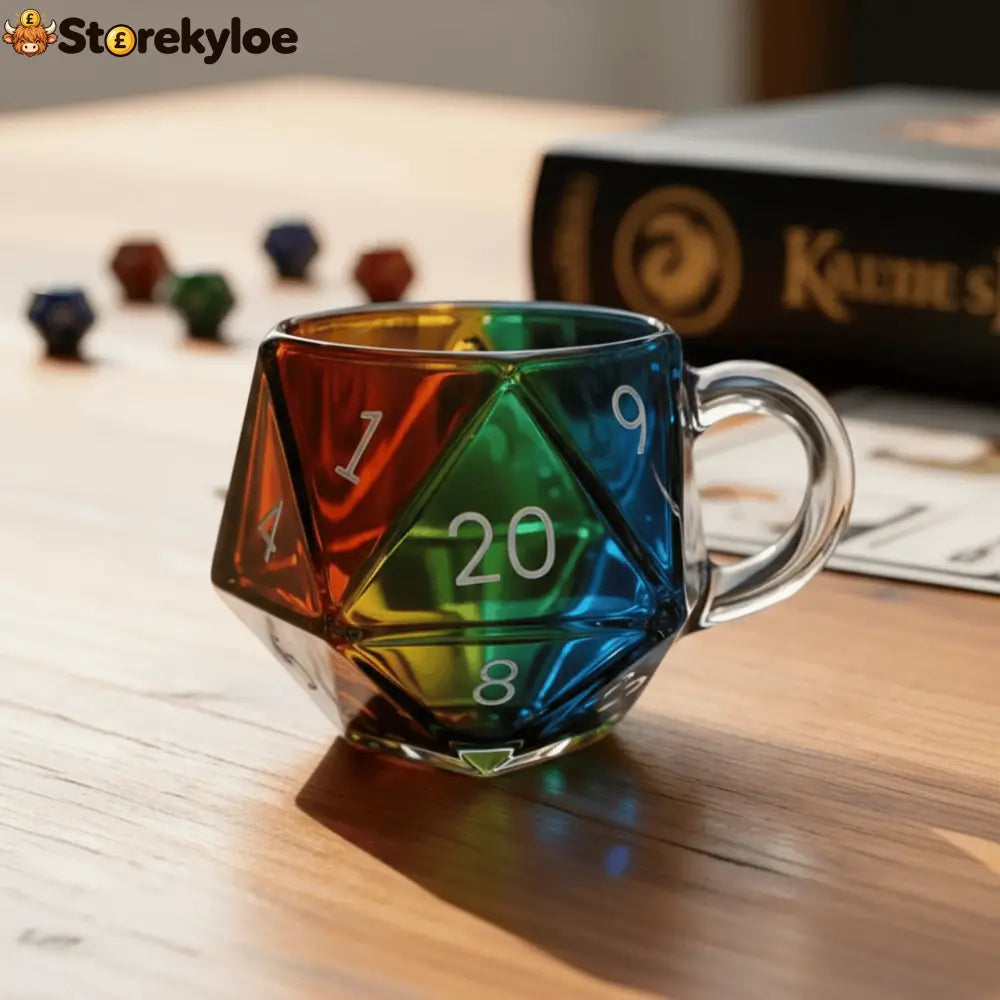 Geloho D20 Dice Glass Mug – Tabletop Gaming Inspired Drinkware