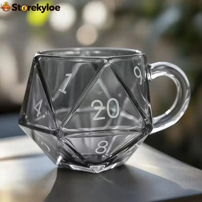 D20 Dice Glass Mug - Gray - D20 Dragon,D&D,Mug