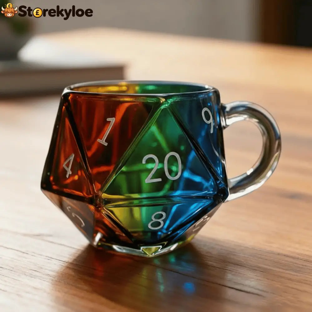 Geloho D20 Dice Glass Mug – Tabletop Gaming Inspired Drinkware