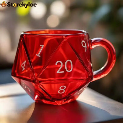 D20 Dice Glass Mug - Red - D20 Dragon,D&D,Mug