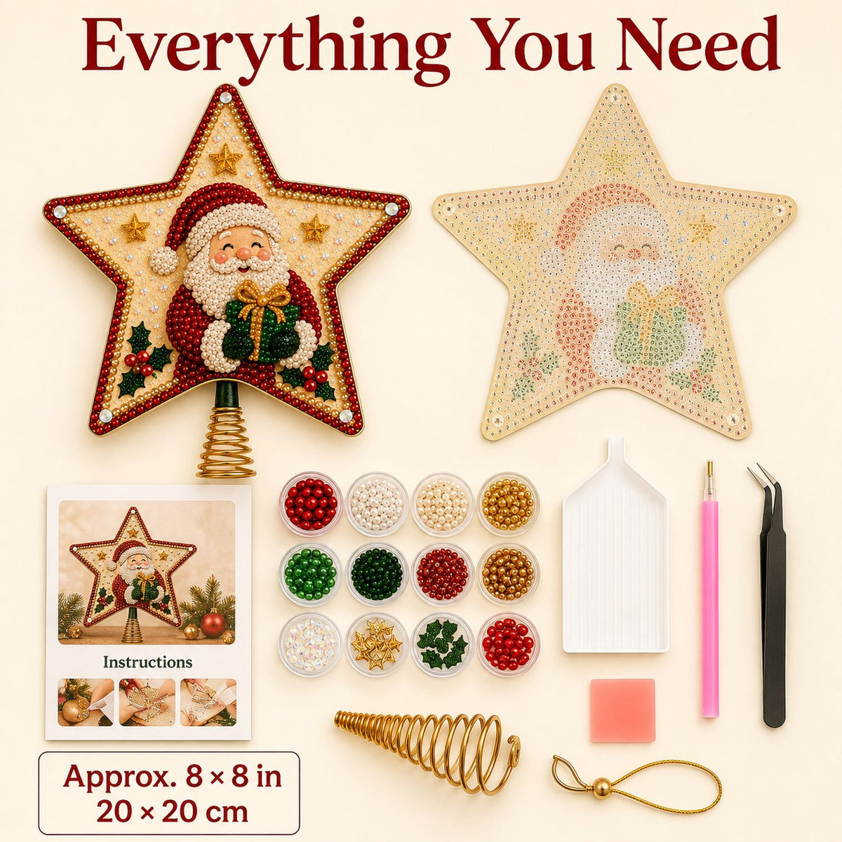 🎉 Pearl Diamond Art Christmas Tree Topper DIY Kit