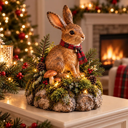 🐇Lighted Woodland Christmas Rabbit Figurine