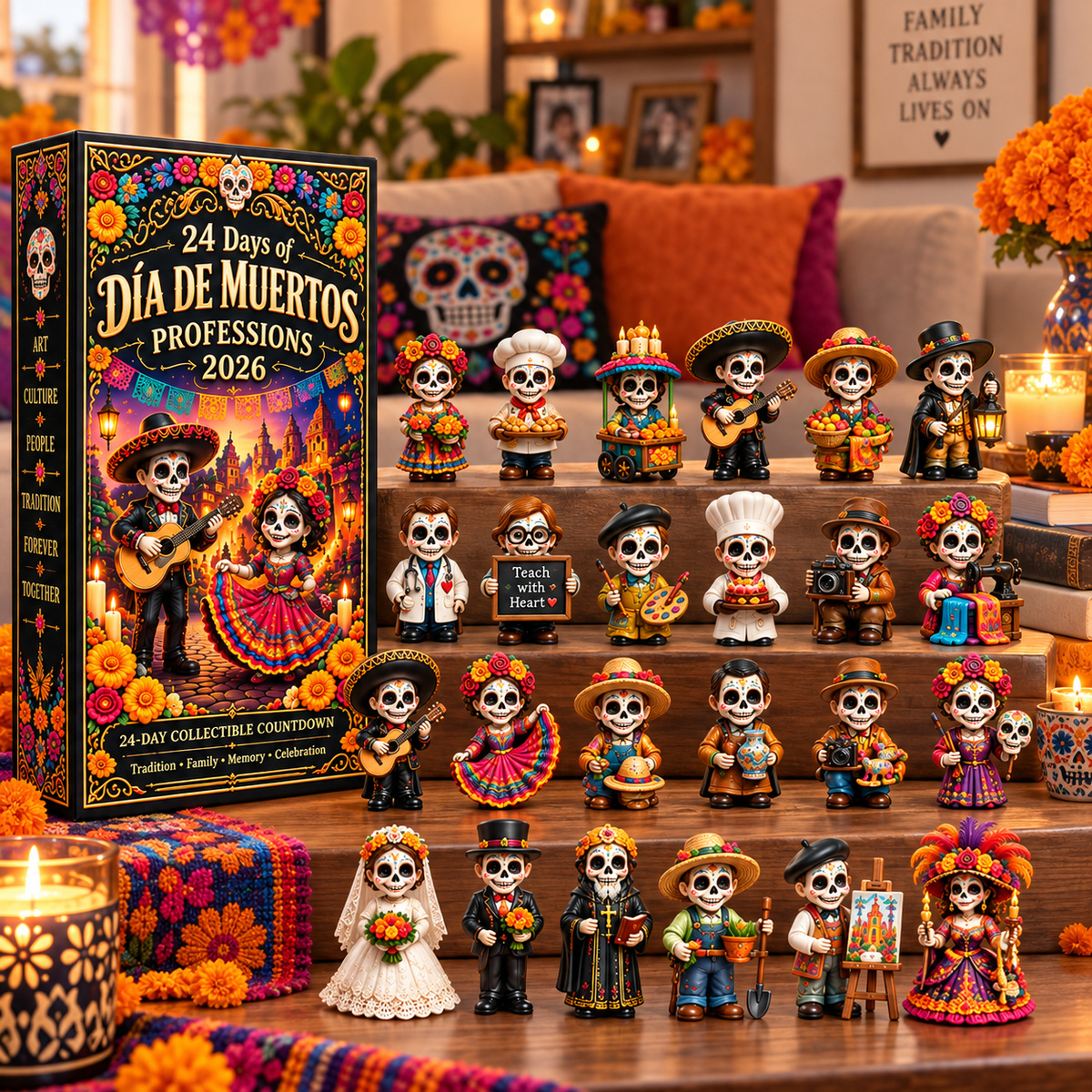 24 Days of Día de Muertos Professions 2026 – 24-Day Collectible Countdown Calendar with 24 Unique Profession Miniatures, Colorful Day of the Dead Gift Collection - image 6