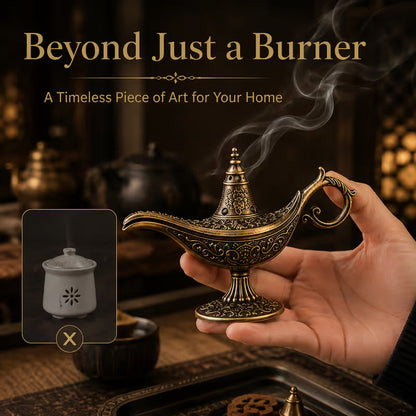 📢📢48% OFF !! ⏰Vintage Aladdin Genie Lamp Incense Holder – Aladdin-Inspired Aromatherapy Home Decor