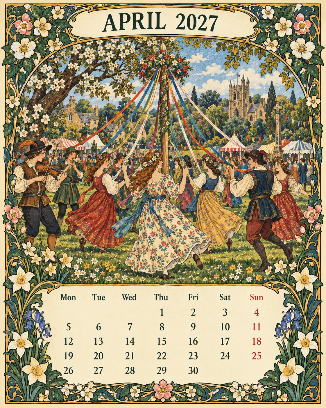 🌿 A Year of Timeless Days 2027 Wall Calendar – Storybook Gardens & Country Charm ：Afternoon tea, changing seasons and the beauty of unhurried days.