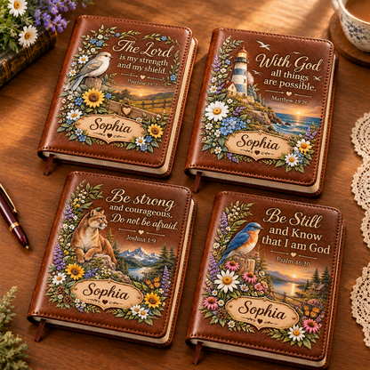 📖 Personalized Leather Scripture Notebook