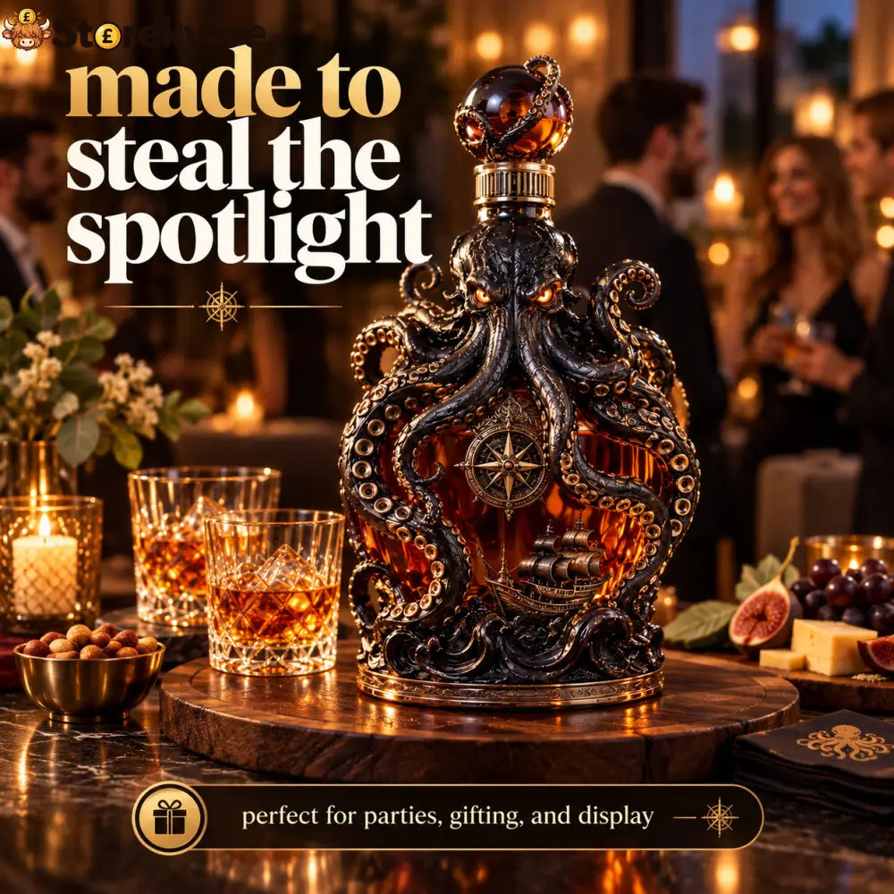 🐙Kraken Voyage Octopus Whiskey Decanter | Gothic Nautical Bar Centerpiece