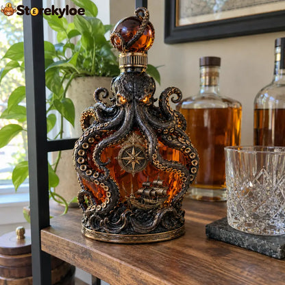 🐙Kraken Voyage Octopus Whiskey Decanter | Gothic Nautical Bar Centerpiece