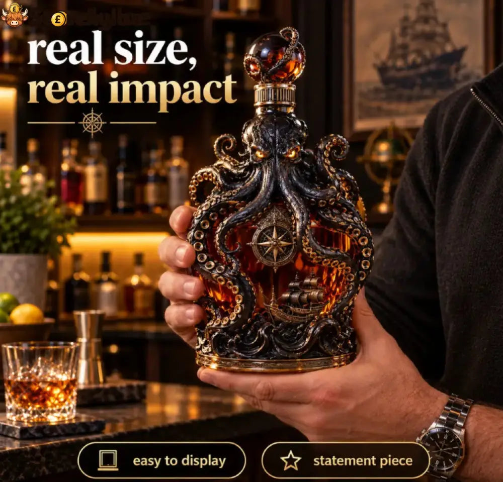 🐙Krak*n Voyage Octopus Whiskey Decanter | Gothic Nautical Bar Centerpiece