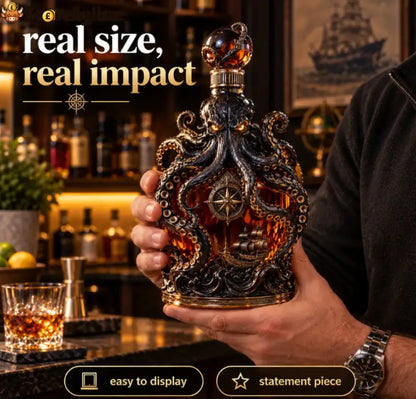 🐙Krak*n Voyage Octopus Whiskey Decanter | Gothic Nautical Bar Centerpiece
