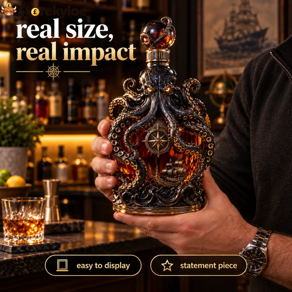 🐙Kraken Voyage Octopus Whiskey Decanter | Gothic Nautical Bar Centerpiece