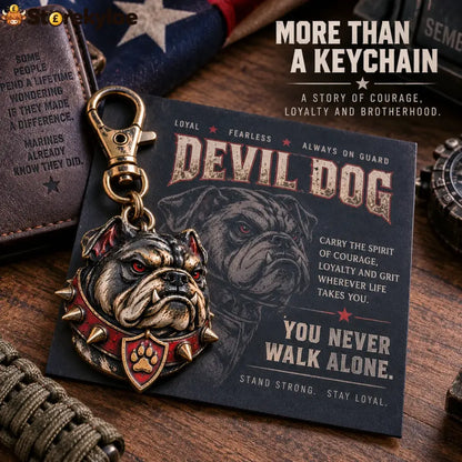 🐶 Devil Dog Guardian 3D-Style Metal Keychain – 50% OFF