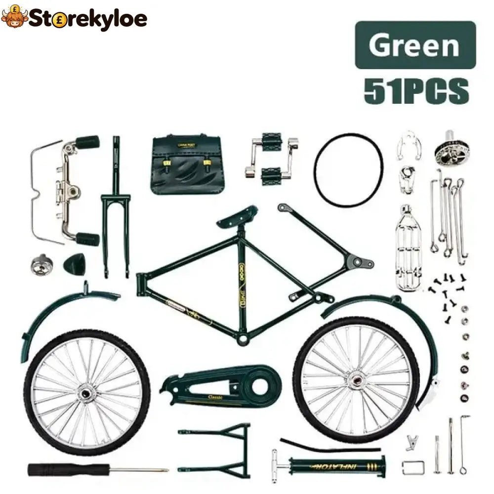 🚲DIY Alloy Bicycle Model: Hand-Assembled – A Fun Hands-On Collectable - Green(DIY)