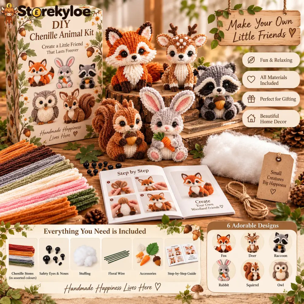 🐿️diy Chenille Animal Kit Make Your Own Woodland Friend Craft Set