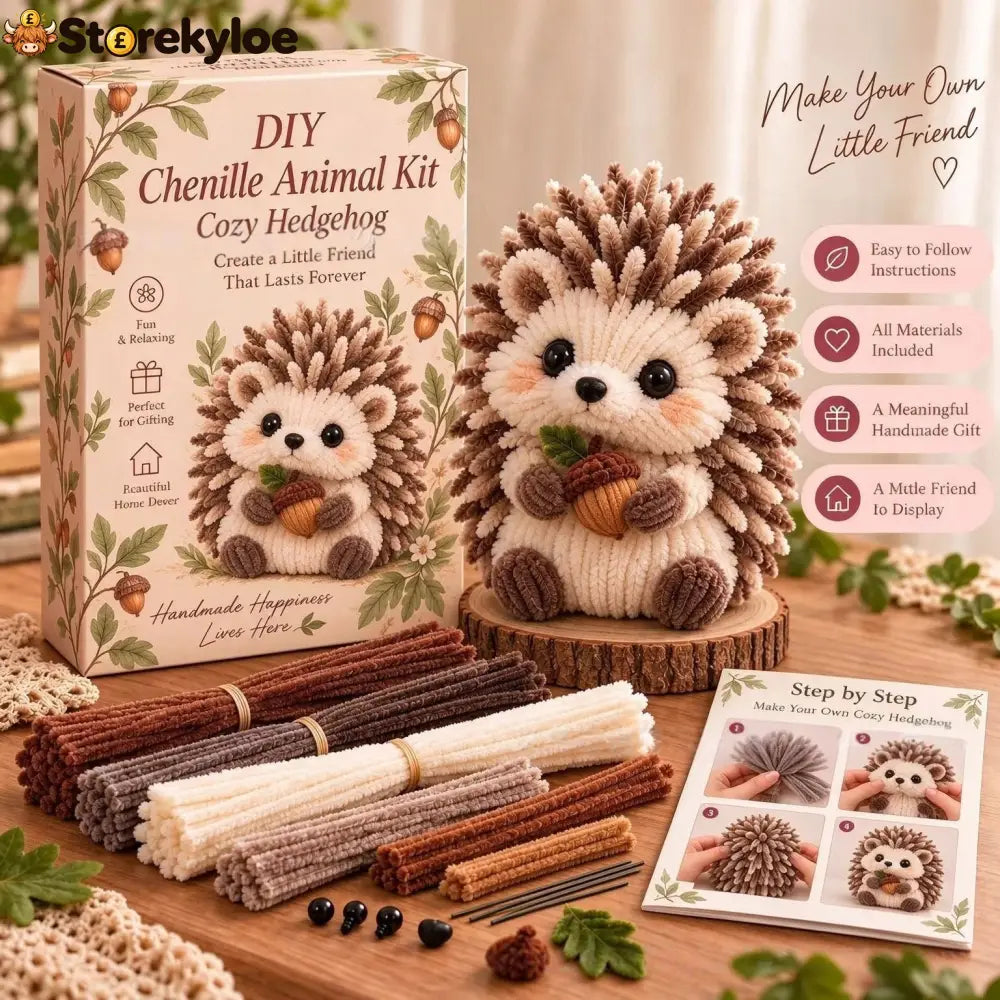 🐿️diy Chenille Animal Kit Make Your Own Woodland Friend Craft Set - Hedgehog
