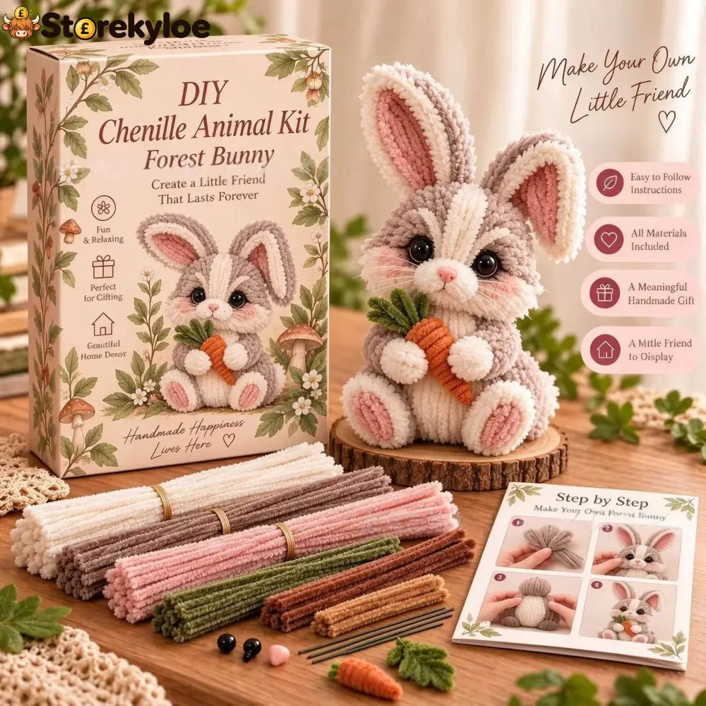 🐿️diy Chenille Animal Kit Make Your Own Woodland Friend Craft Set - Rabbit