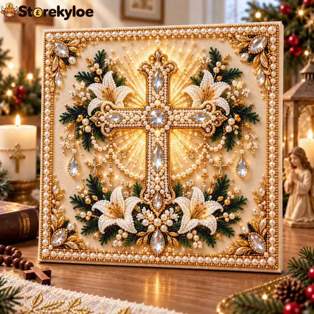 🙏✝️diy Christian Pearl Artwork Kit✈️ Buy 2+ Get Free Shipping - ✝️ Radiant Cross Blessing
