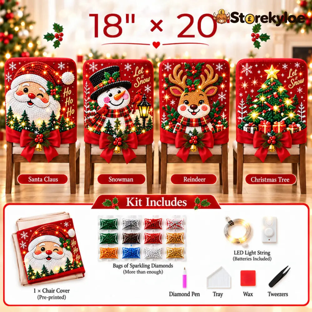 DIY Christmas Diamond Painting Chair Covers - Set of 4 Designs (Save $20) - Houseware & Kitchen