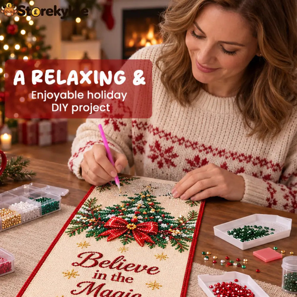 ✨ DIY Christmas Diamond Painting Table Runner Kit - Houseware & Kitchen
