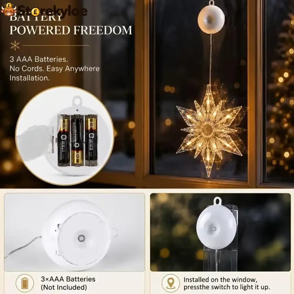 ⏳LAST DAY SALE ONLY ￡7.99!!🎄❄️ DIY Christmas Snowflake Suction Cup LED Lights ✨ | Battery Operated Warm & Multi-Colour