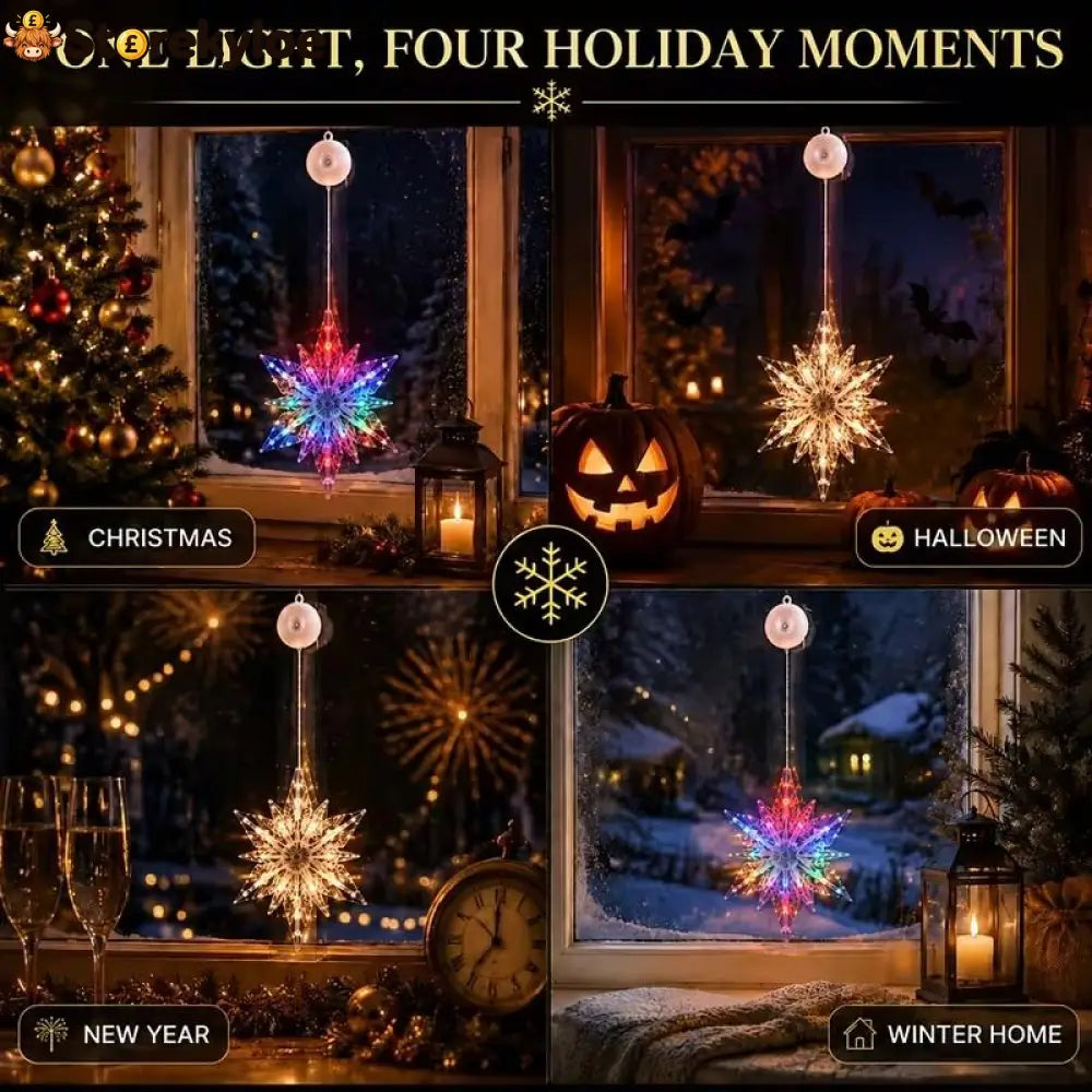 ⏳LAST DAY SALE ONLY ￡7.99!!🎄❄️ DIY Christmas Snowflake Suction Cup LED Lights ✨ | Battery Operated Warm & Multi-Colour