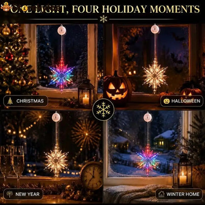 ⏳LAST DAY SALE ONLY ￡7.99!!🎄❄️ DIY Christmas Snowflake Suction Cup LED Lights ✨ | Battery Operated Warm & Multi-Colour