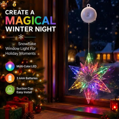 ⏳LAST DAY SALE ONLY ￡7.99!!🎄❄️ DIY Christmas Snowflake Suction Cup LED Lights ✨ | Battery Operated Warm & Multi-Colour
