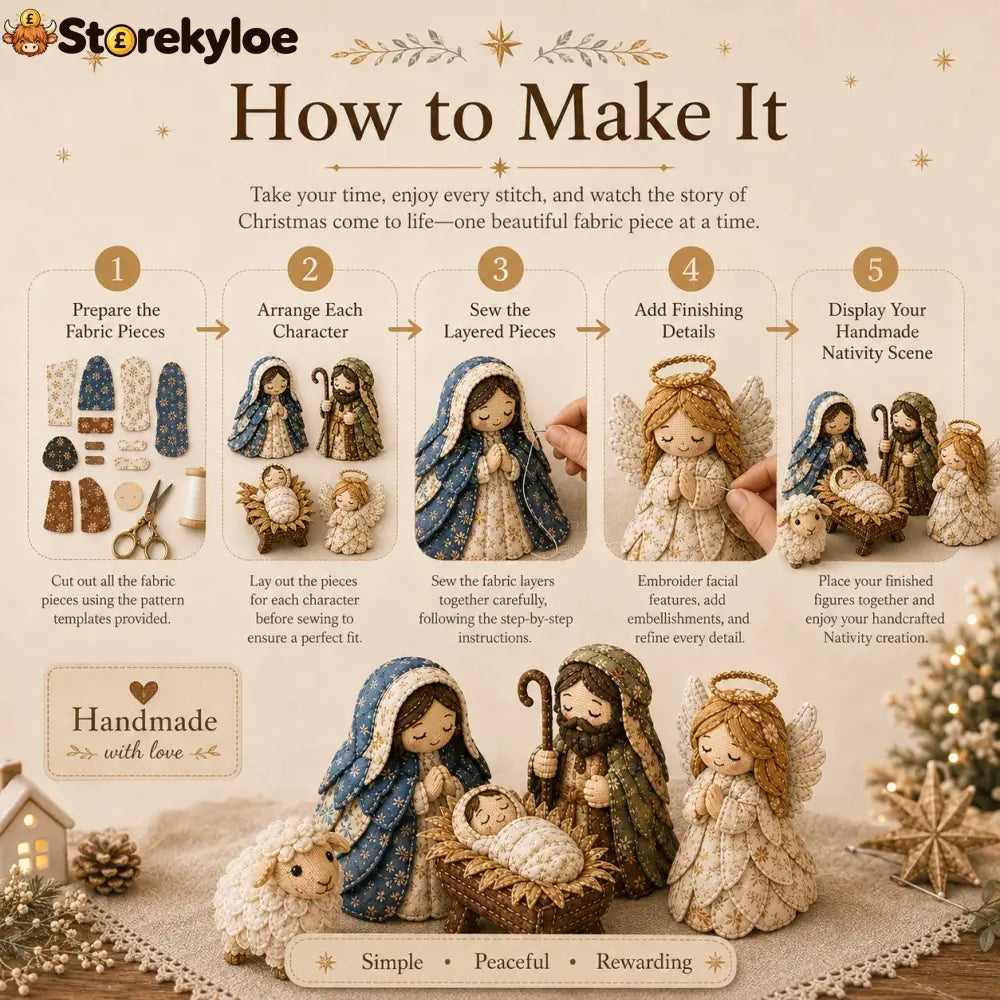 ✨ DIY Patchwork Nativity Scene Sewing Kit