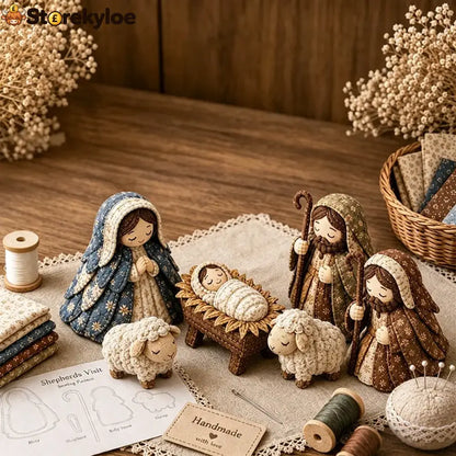 ✨ Diy Patchwork Nativity Scene Sewing Kit - Shepherds Visit Set