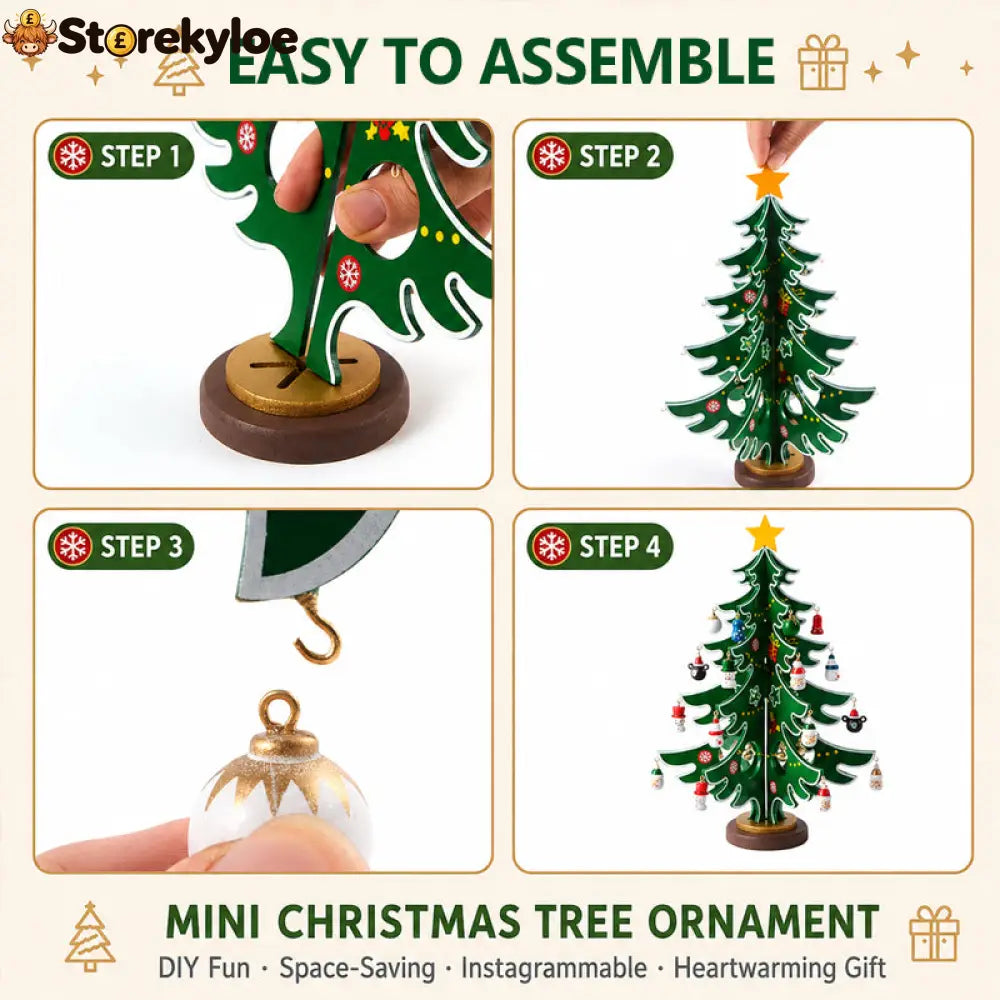 🎄 DIY Wooden Christmas Tree Ornament Set | Festive Wooden Craft Kit For Christmas Decorating - Houseware & Kitchen