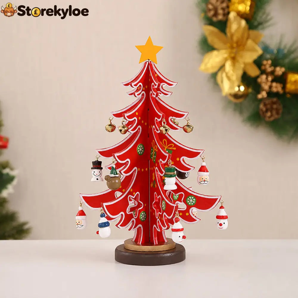 🎄 DIY Wooden Christmas Tree Ornament Set | Festive Wooden Craft Kit For Christmas Decorating - Red / S(18.3 × 22.2 ×
