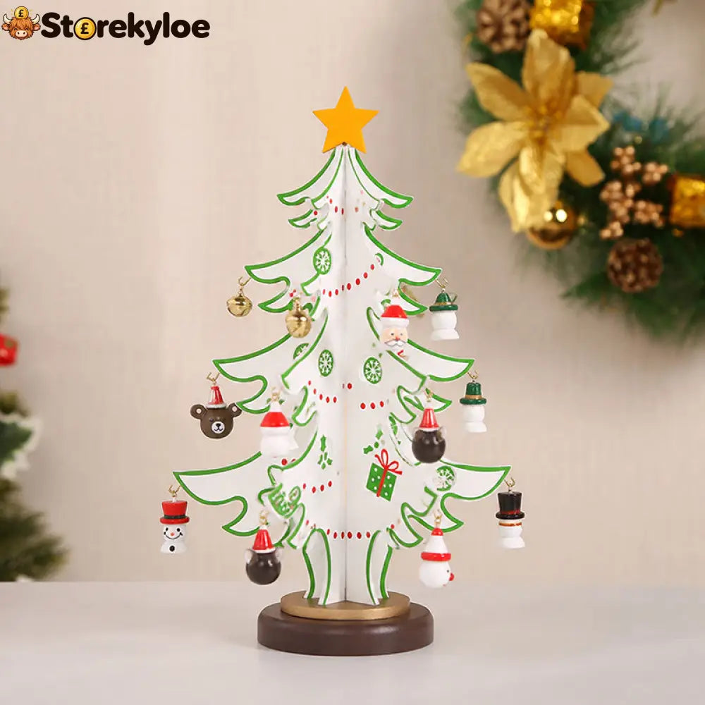 🎄 DIY Wooden Christmas Tree Ornament Set | Festive Wooden Craft Kit For Christmas Decorating - White / S(18.3 × 22.2 ×