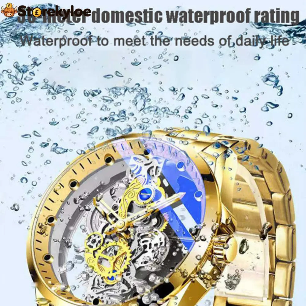 ⌚ Double-sided Skeleton Watch – Non-mechanical Tourbillon Luminous 30m Waterproof ✨