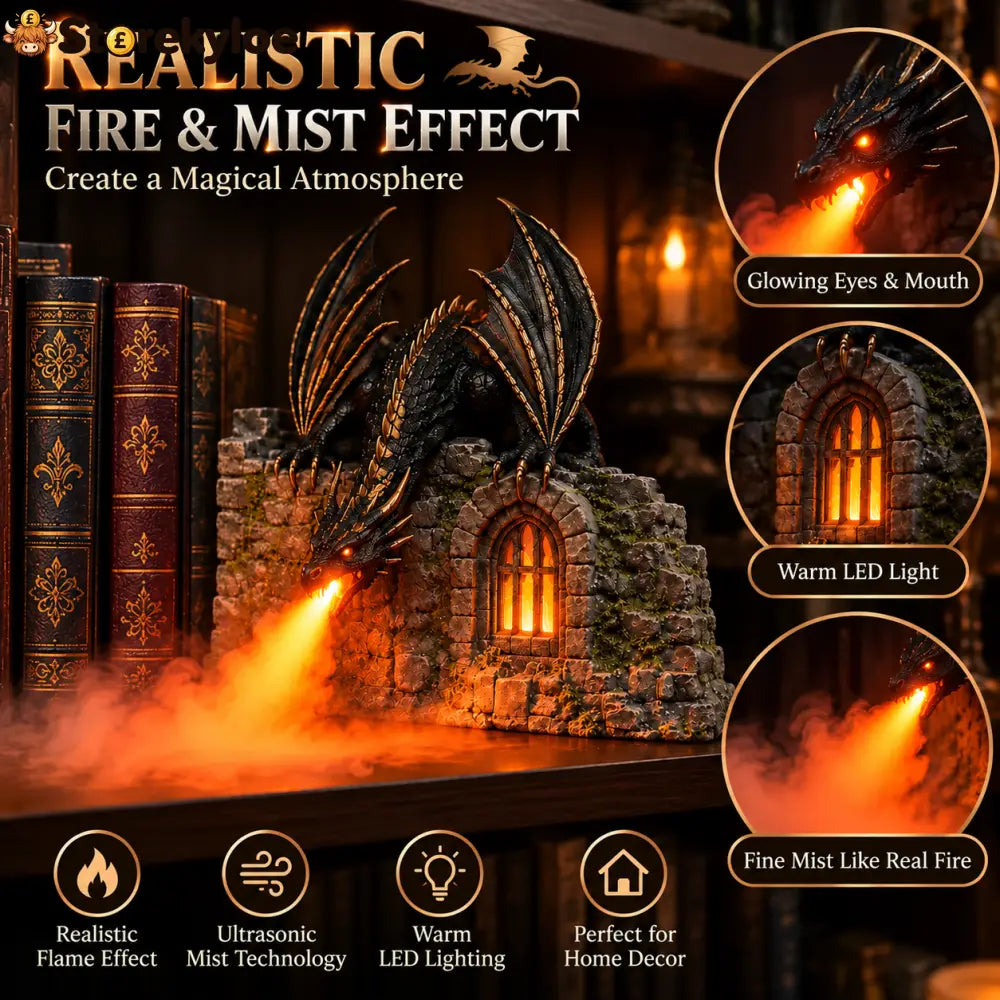 🐉 Drachen-Luftbefeuchter mit Flammeneffekt – Fantasy-Zauber für Ihre Leseecke