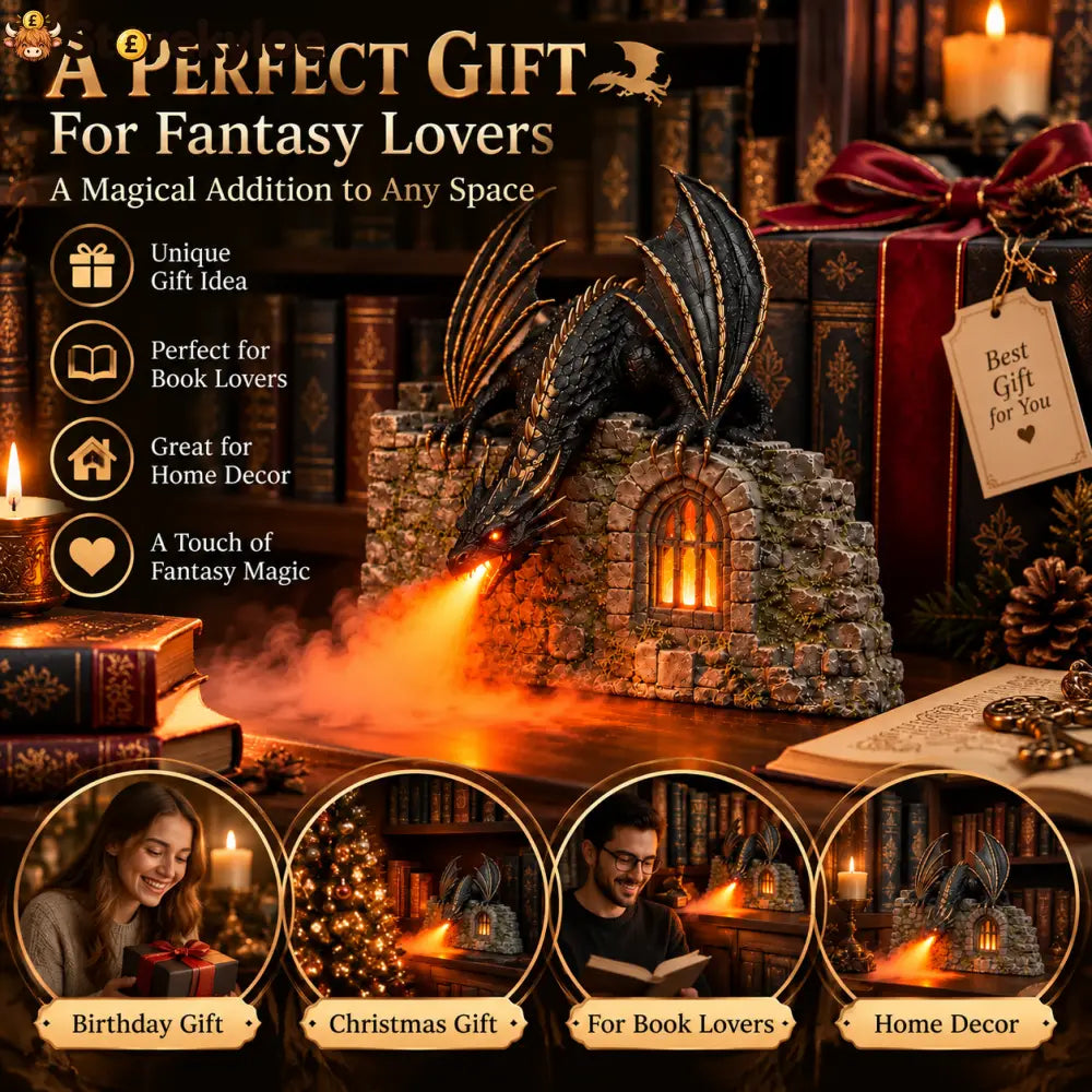🐉 Drachen-Luftbefeuchter mit Flammeneffekt – Fantasy-Zauber für Ihre Leseecke