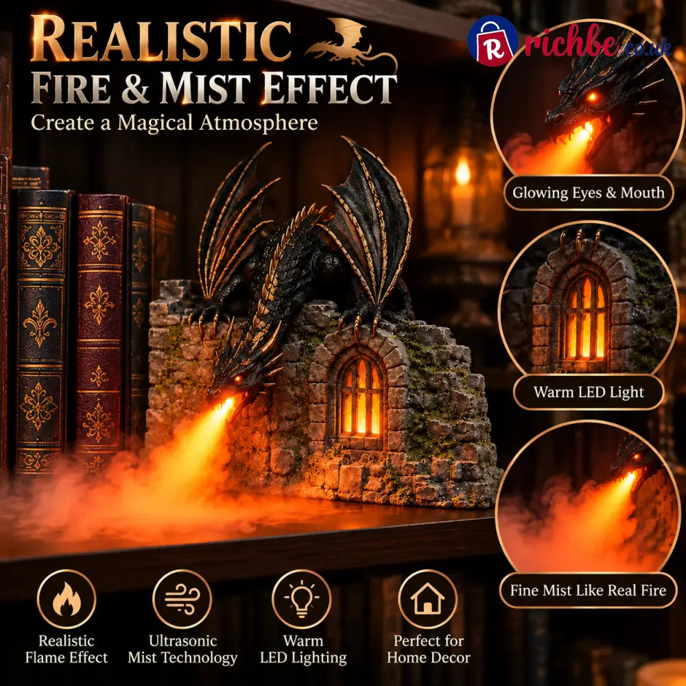 Dragon Humidifier with Flame Effect – A Touch of Fantasy Magic for Your Reading Nook