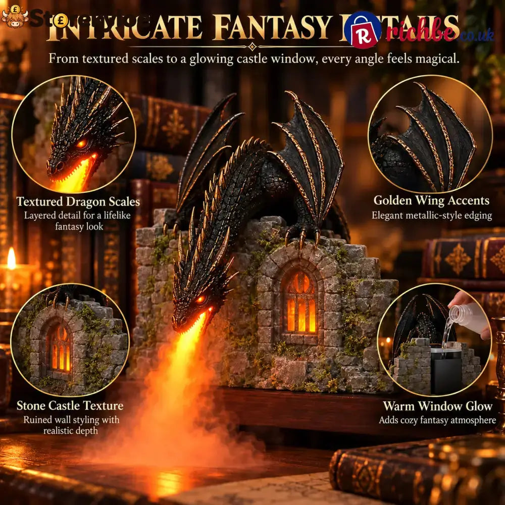 🐉 Dragon Humidifier with Flame Effect – Fantasy Magic for Your Reading Nook