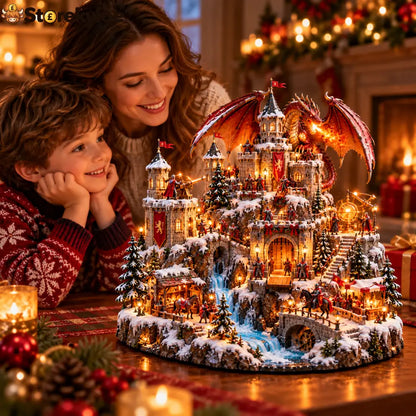 🐉🏰 Dragon Kingdom Christmas Castle™ – Lighted Medieval Winter Fantasy Village