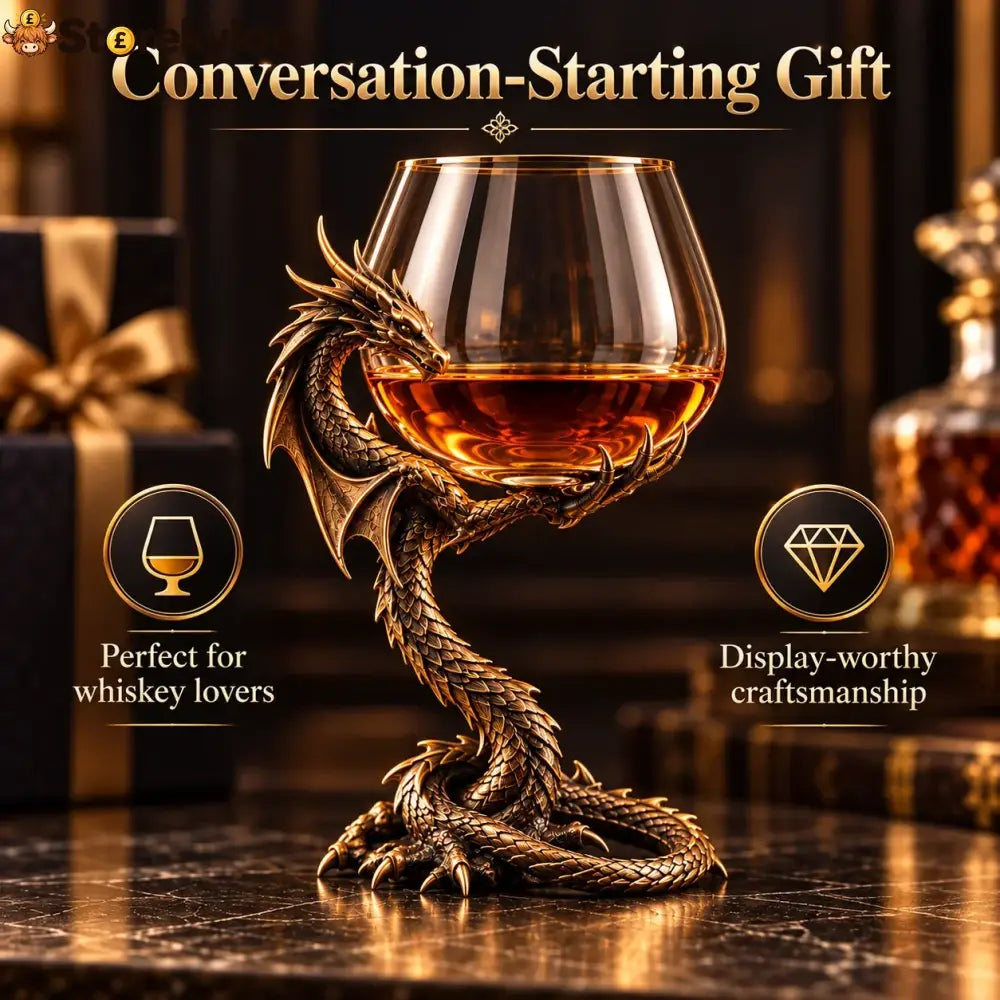 🎁 Dragon’s Embrace™ – Sculptural Brandy Glass with Dragon Claw Stand