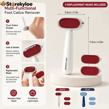 Dual‑Sided Foot Callus Remover, Replaceable Stainless Steel Blade Foot Scraper 🦶