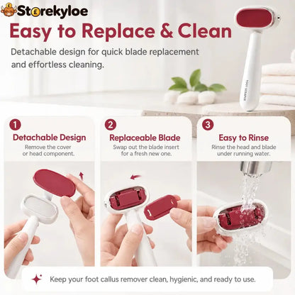 Dual‑Sided Foot Callus Remover, Replaceable Stainless Steel Blade Foot Scraper 🦶