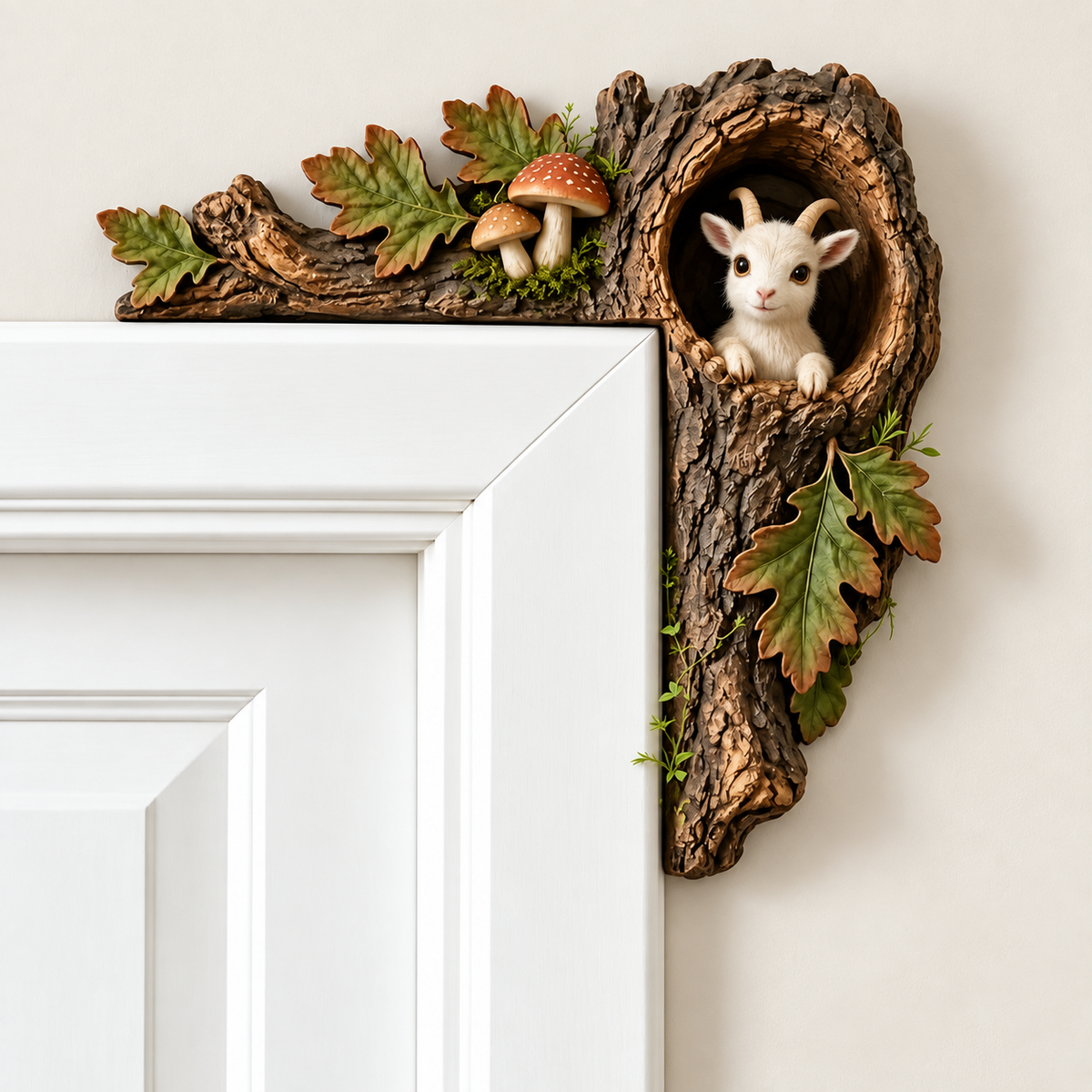 Woodland Animal Door Frame Corner Ornament, Cute Wooden Door Topper Decor