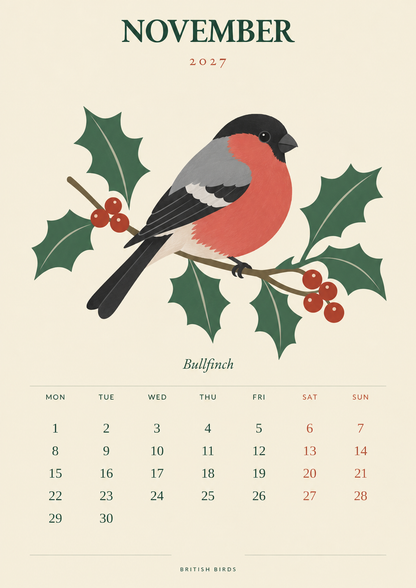 🐦 British Birds 2027 Wall Calendar  Nature Close to Home——A Year of Familiar Birds, Beautiful Blooms & Little Moments of Joy