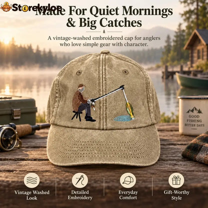 🏆Early Holiday Sale 49% OFF🎣 Catch of the Day Interactive Fishing Cap – Vintage Washed Moving Fish Hat - fish